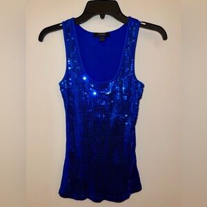 Express Women's Vibrant Blue Sequin Tank Top